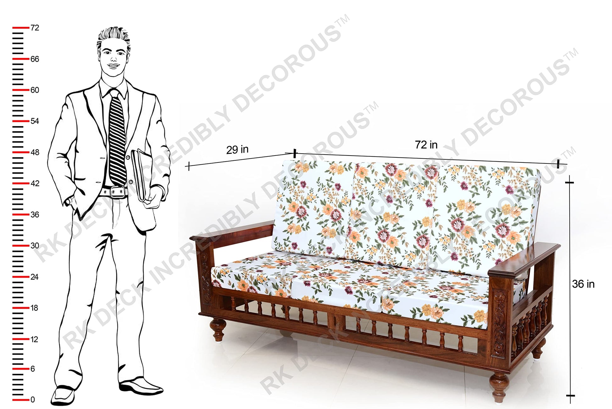 RK DECK Solid Sheesham wood Stylish and comfortable sofa set for home