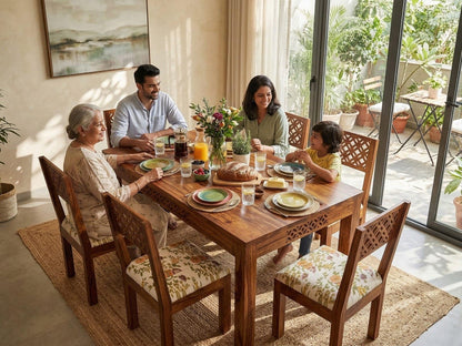 RK WOOD Solid Sheesham Wood Dining Table Set of 6 | Wooden 6 Seater