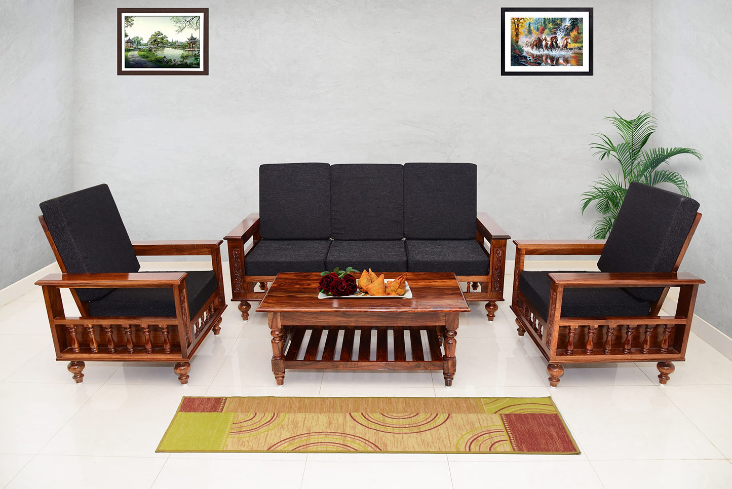 RK DECK Solid Sheesham wood Stylish and comfortable sofa set for home