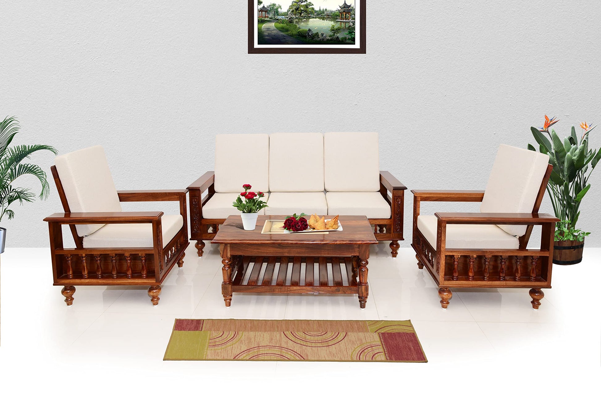 RK DECK Solid Sheesham wood Stylish and comfortable sofa set for home