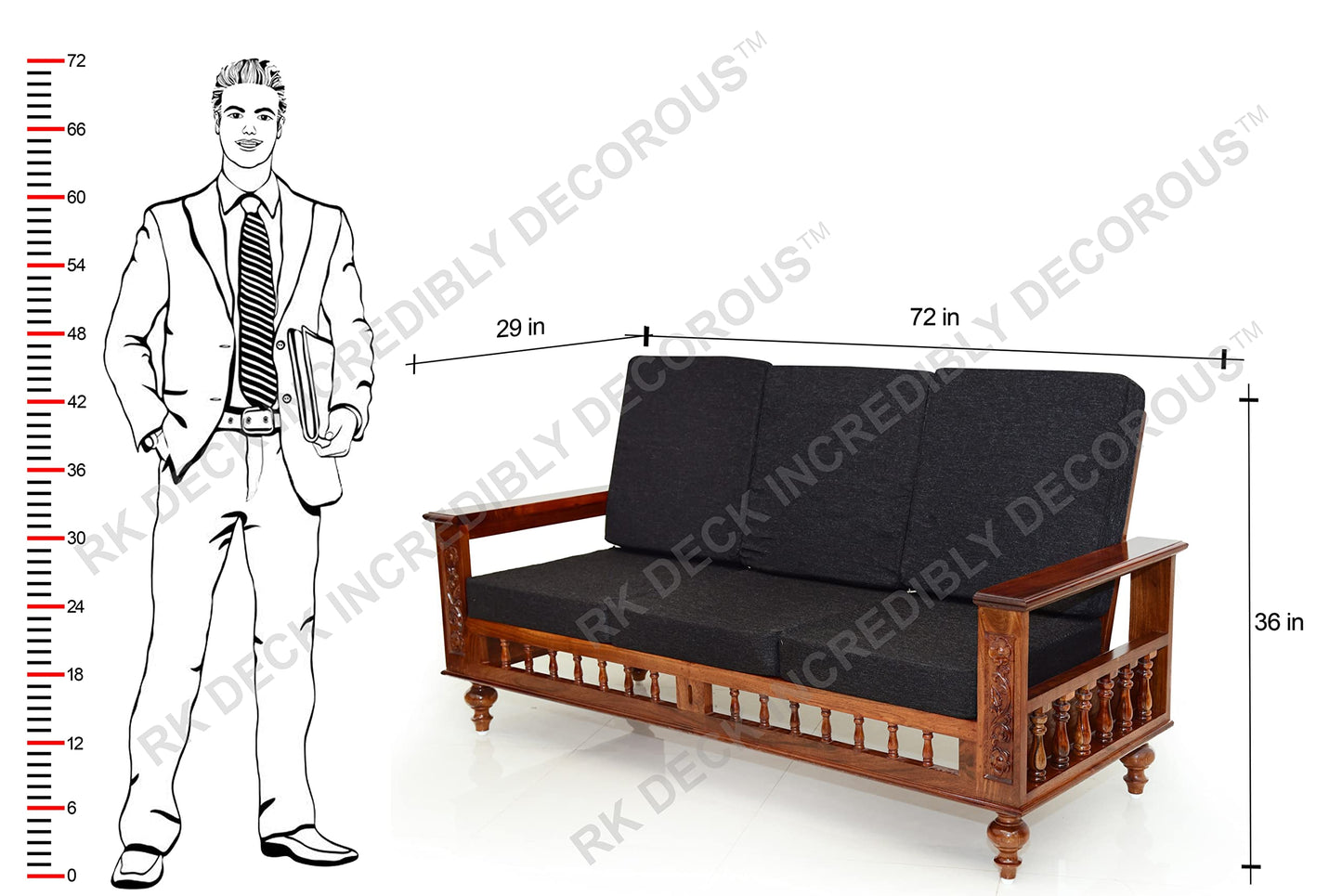 RK DECK Solid Sheesham wood Stylish and comfortable sofa set for home