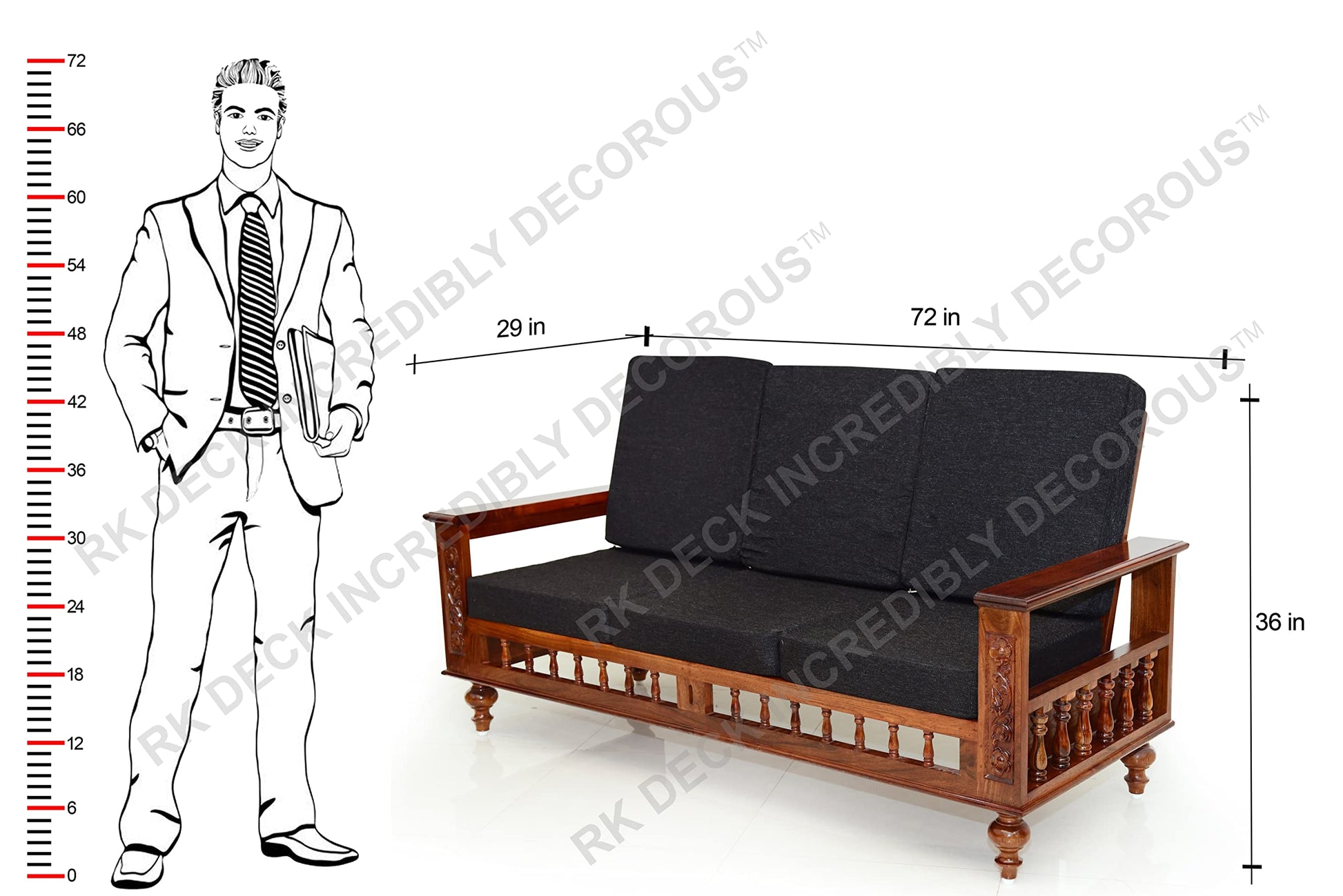 RK DECK Solid Sheesham wood Stylish and comfortable sofa set for home