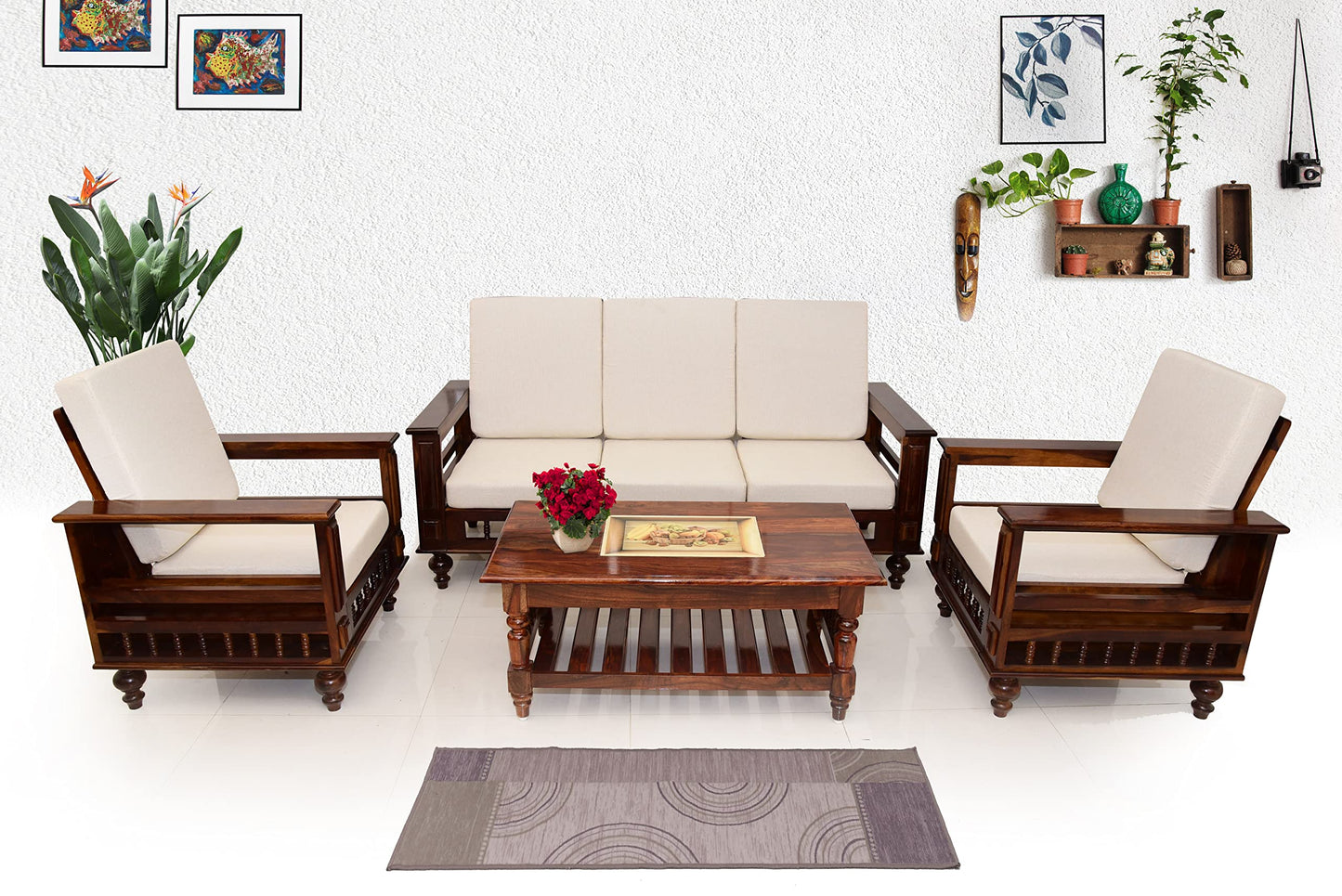 RK DECK Solid Sheesham wood Stylish and comfortable sofa set for home